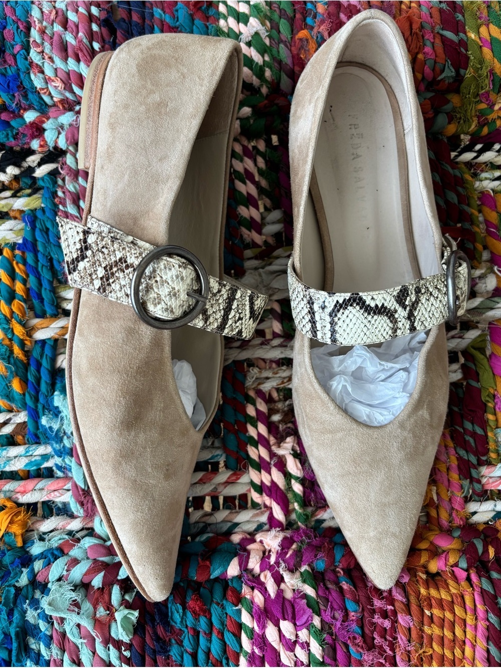 Freda Salvador Mary Jane Suede Pointed Toe Flats Size 11
